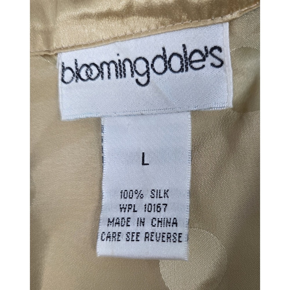 Bloomingdales Silk Sleep Shirt L Golden Dots Romantic Old Money Pajama Lounge - Picture 3 of 6